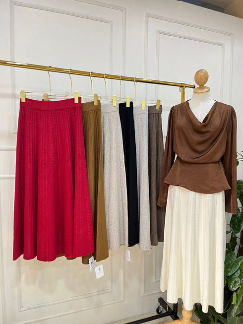 Women Heavy Knitted Twill Long Skirts